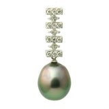 1229 - Diamond 18K Tahitian Black Pearl Pendant Enhancer