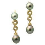 Zuri Diamond 18K Tahitian Black Pearl Earrings