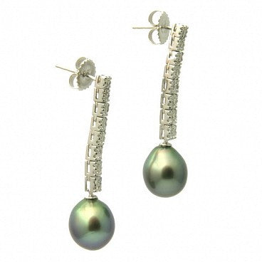 Alexis Diamond 18K Tahitian Black Pearl Earrings