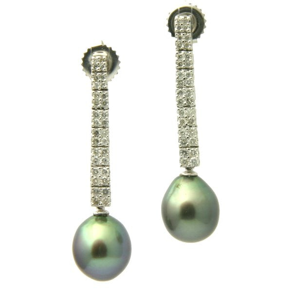 Alexis Diamond 18K Tahitian Black Pearl Earrings