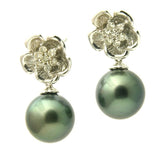 Megan Diamond 18K Tahitian Black Pearl Earrings