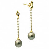 Vanesa Diamond 18K Tahitian Black Pearl Earrings