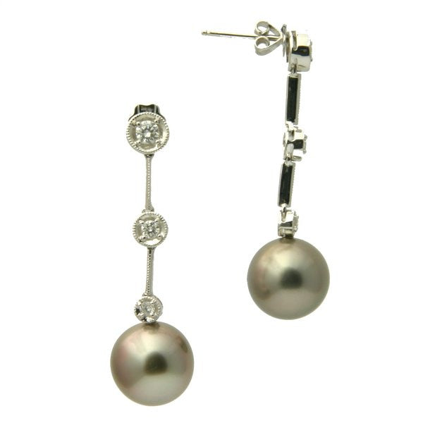 Lana Diamond 18K Tahitian Black Pearl Earrings