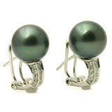 Marie Diamond 18K Tahitian Black Pearl Earrings