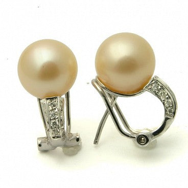 18K Pink Pearl Stud Earrings - 1398