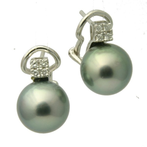 Dalia Diamond 18K Tahitian Black Pearl Earrings