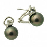 1409 - Diamond 18K Tahitian Black Pearl Earrings Studs