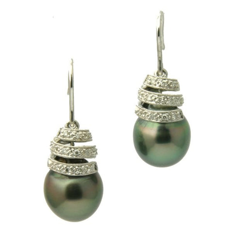 Haley 18K Tahitian Black Pearl Earrings