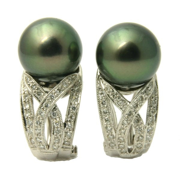 Danielle Diamond 18K Tahitian Black Pearl Earrings