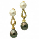 Renee Diamond 18K Tahitian Black Pearl Earrings