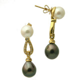 Renee Diamond 18K Tahitian Black Pearl Earrings