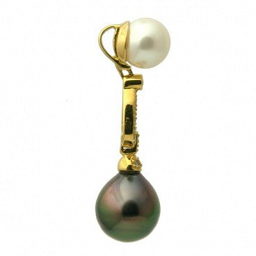 1472 - Diamond 18K Tahitian Black Pearl Pendant Enhancer