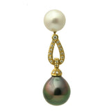 1472 - Diamond 18K Tahitian Black Pearl Pendant Enhancer