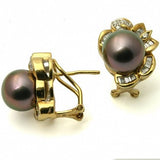 Sadie Diamond 18K Tahitian Black Pearl Earrings