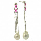 Lynn 18K Pink Sapphire Baroque South Sea Pearl Earrings