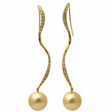 Cheyenne Diamond 18K Golden South Sea Pearl Earrings