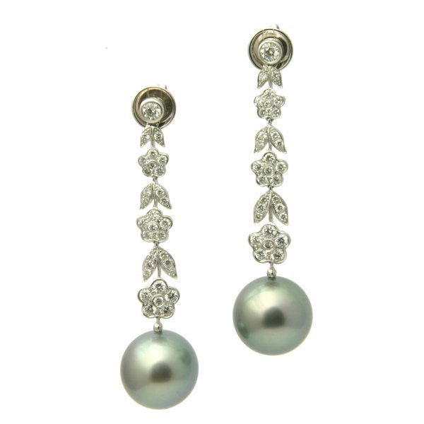 Sierra Diamond 18K Tahitian Black Pearl Earrings