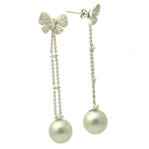 Butterfly Diamond 18K South Sea Pearl Earrings