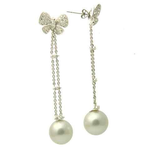 Butterfly Diamond 18K South Sea Pearl Earrings