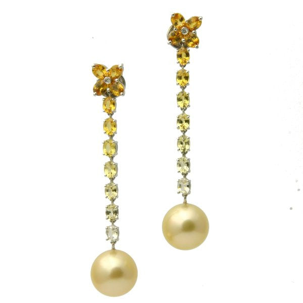 Jasmine Sapphire 18K South Sea Pearl Earrings