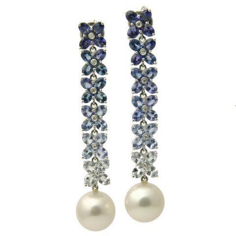 Monica 18K Blue Sapphire Earrings with South Sea Pearls