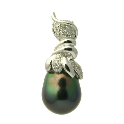 1568 - 18K Tahitian Black Pearl Pendant