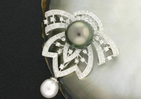 1576 - South Sea and Tahitian Black Pearl Brooch