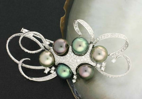 Tahitian Black Pearl Brooch - 1581