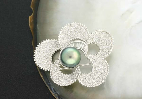 Tahitian Black Pearl Brooch - 1582