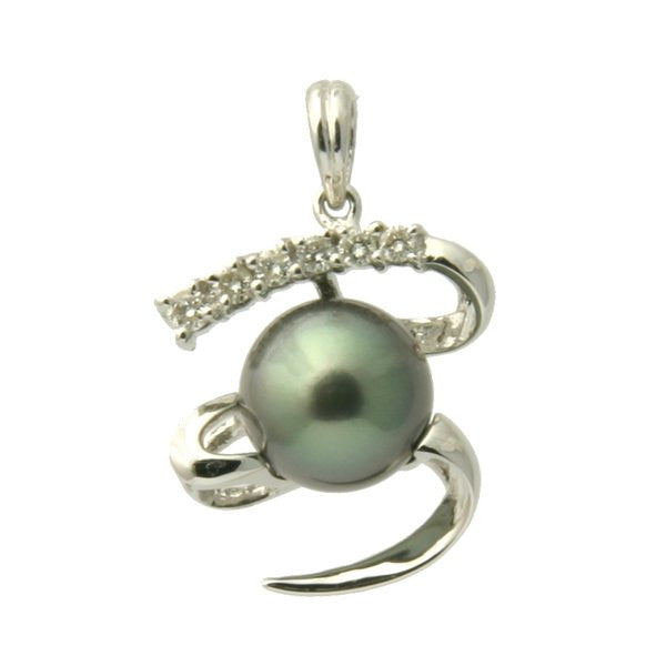 Bridget Diamond 18K Tahitian Black Pearl Pendant Enhancer