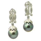 Coco Diamond 18K Tahitian Black Pearl Earrings