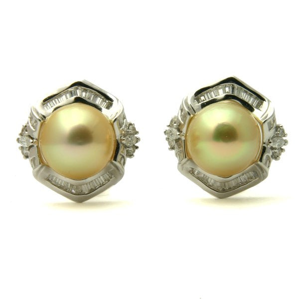 1624 - 18K Golden Pearl Stud Earrings