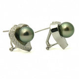 Louise Diamond 18K Tahitian Black Pearl Earrings