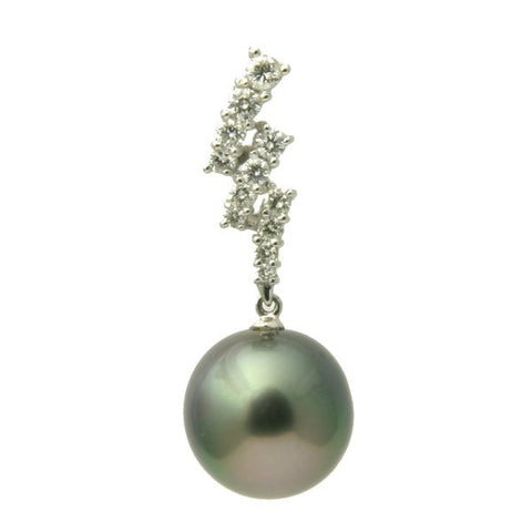 Belle Diamond 18K Tahitian Black Pearl Pendant Enhancer