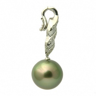 1667 - Diamond 18K Tahitian Black Pearl Pendant Enhancer