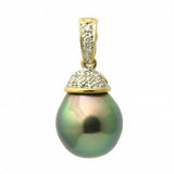 1669 - Diamond 18K Tahitian Black Pearl Pendant Enhancer