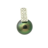 1672 - Diamond  18K Tahitian Black Pearl Pendant Enhancer