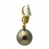 1676 - Diamond 18K Tahitian Black Pearl Pendant Enhancer