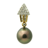 1676 - Diamond 18K Tahitian Black Pearl Pendant Enhancer