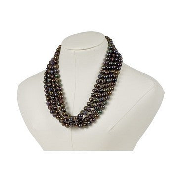 8-8.5mm 72 Inch Black Cultured Pearl Rope Necklace (Fresh)