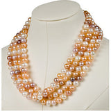 8-8.5mm 72 Inch Pink Cultured Pearl Rope Necklace (Fresh)