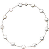 12-13mm White Coin Pearl Station Necklace and Bracelet Set