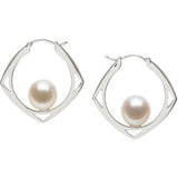 7.5-8mm Cultured Pearl Circle Earrings (Silver/Fresh)