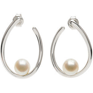 7-7.5mm Cultured Pearl Cradle Earrings (Silver/Fresh)