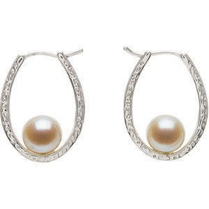 7.5-8mm Cultured Pearl Filigree Earrings (Silver/Fresh)