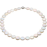 13-14mm White Cultured Coin Pearl Necklace and Bracelet Set