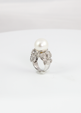 Paige 18K Golden South Sea Pearl Diamond Ring