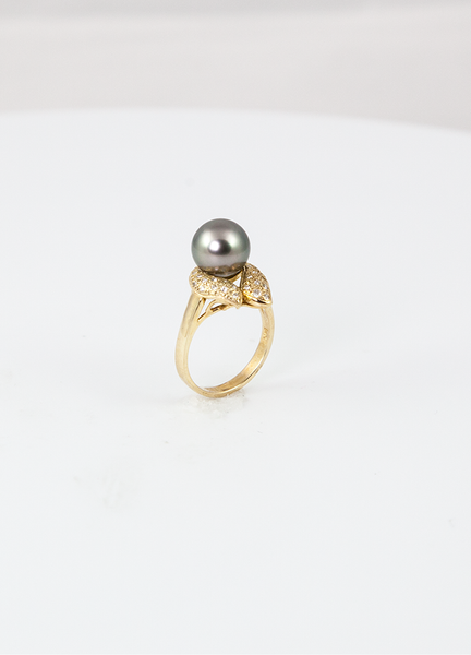 Claire 14K Tahitian Black Pearl Ring