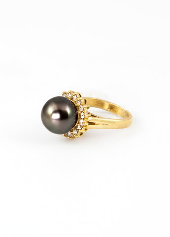 Keira 18K Tahitian Black Pearl Ring